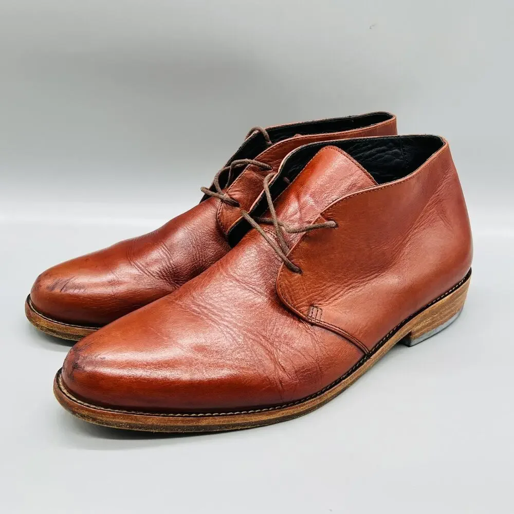 Nisolo Boots Womens 10 Brown Leather Chukka Ankle Lace Up Casual Booties Shoes